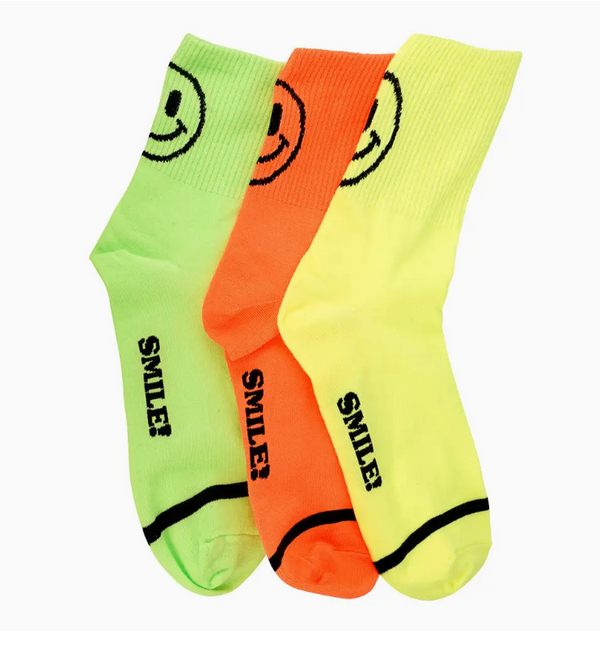 Back Smiley Smile Quarter Socks - Neon Orange*
