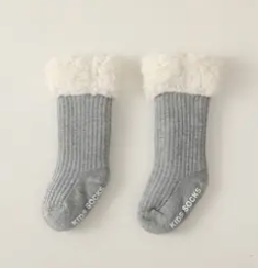 Baby Lambs Wool Slipper Socks -Grey -Small 0-1 year old