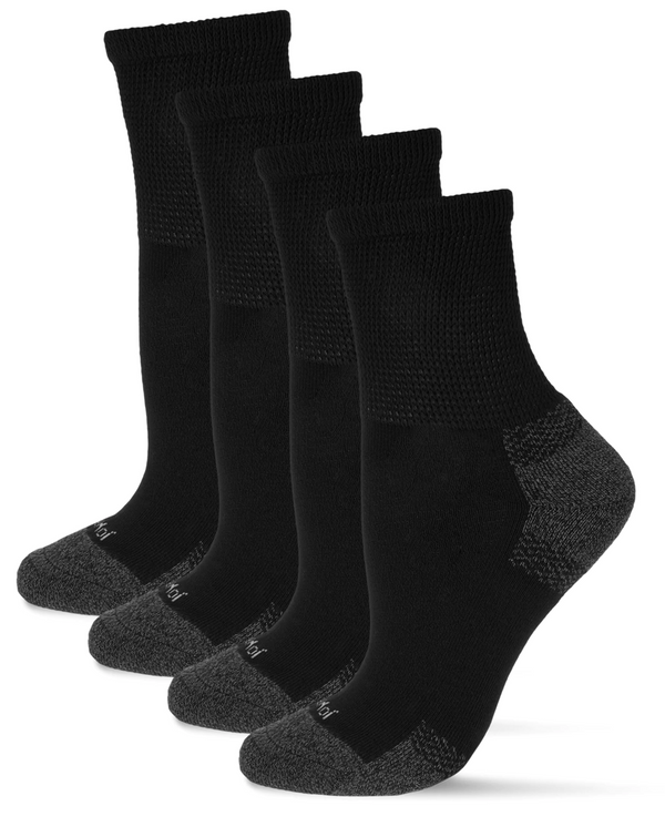 2 Pair Diabetic Full Cushion Quarter Socks -Black -Small/Medium