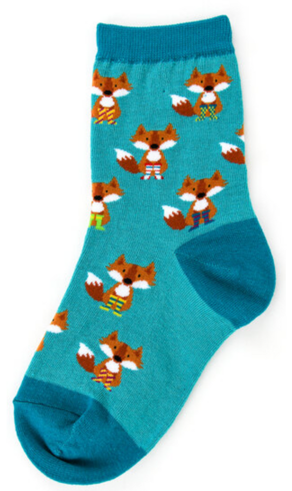 Kids's Fox in Socks Crew Sock -Size 10-1 Youth