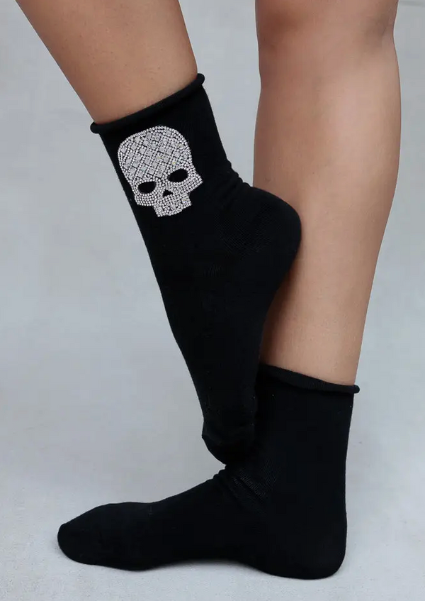 Crystal Skull Crew Socks -Black*