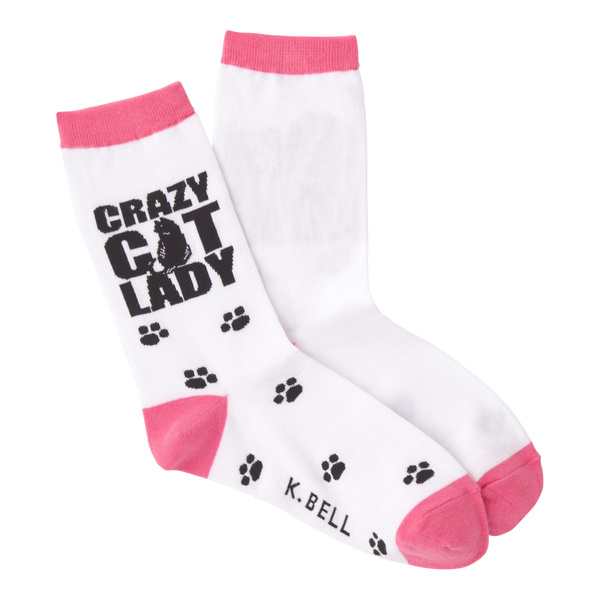 Women's Crazy Cat Lady Crew Socks ^