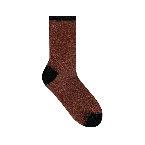 Women's Sheer Glitter Crew Socks -Copper