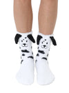 Fuzzy Crew Socks w/ 3D Ears - Dalmation Puppy Dog - White