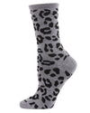 Women's Cashmere Leopard Animal Print Blend Crew Socks: Black / 9-11*