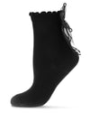 Flowing Ribbon Back Women's Fashion Crew Socks: Black / 9-11