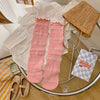 Sweet Ruffle Cuff Slouch Socks -Pink