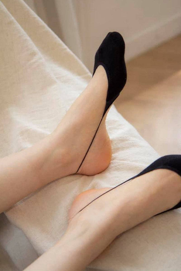 No Show Sling Back Socks -Black