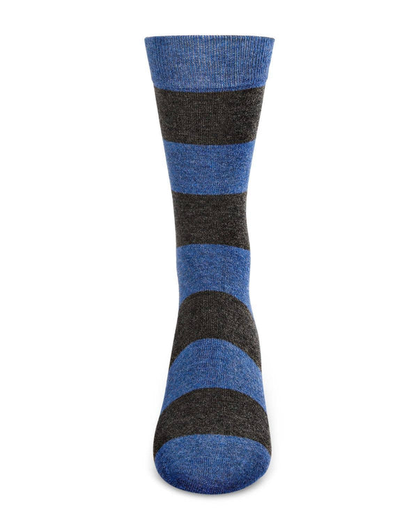 Men's Cashmere Blend Striped Luxuriously Soft Crew Sock -Med Denim Heather*