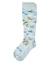 Memoi Airplanes Bamboo Compression Socks: Light Blue / 10-13