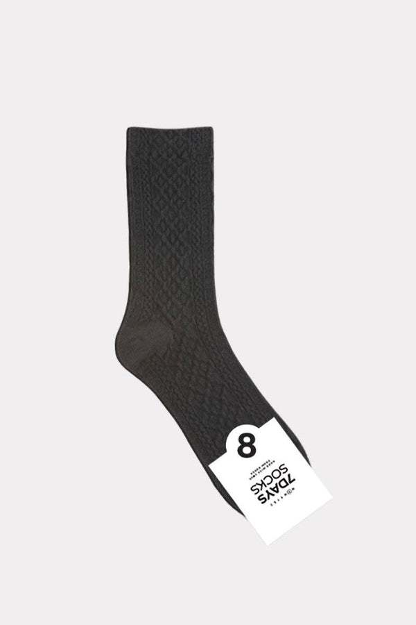 Women's Crew Waffle Twist Socks -Black