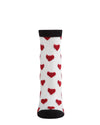 Hearts Mono Fine Net Anklet Socks -Black-Red
