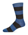 Men's Cashmere Blend Striped Luxuriously Soft Crew Sock -Med Denim Heather*