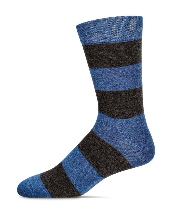 Men's Cashmere Blend Striped Luxuriously Soft Crew Sock -Med Denim Heather*