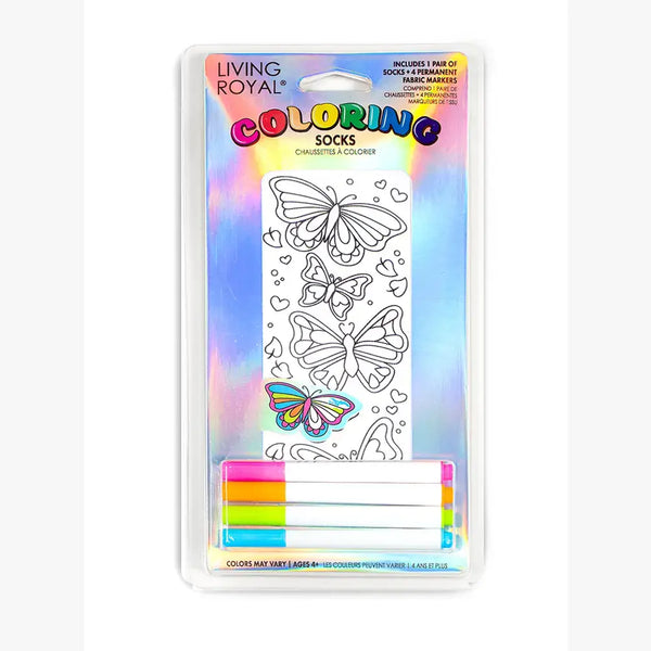 Coloring Socks -Whimsical Butterflies