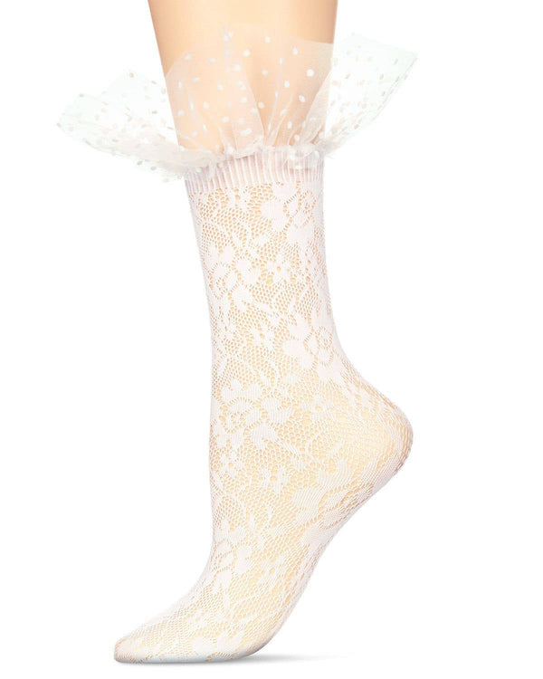 Floral Lace Ruffle Crew: White / 9-11