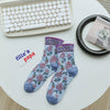 Embossed Floral Pattern Women's Socks -Blue