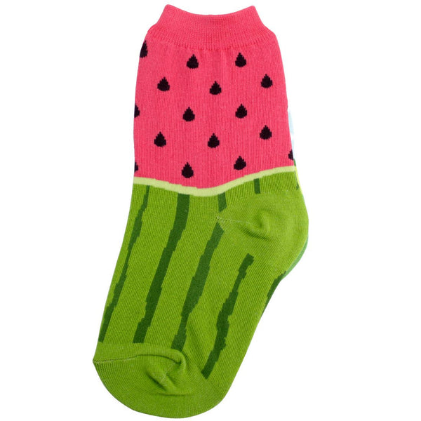 Youth Pink Watermelon Crew Socks: Youth 7-10 Years (Shoe Size 12-5Y)