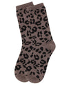 Women's Cashmere Leopard Animal Print Crew Socks: Hemp Heather / 9-11*