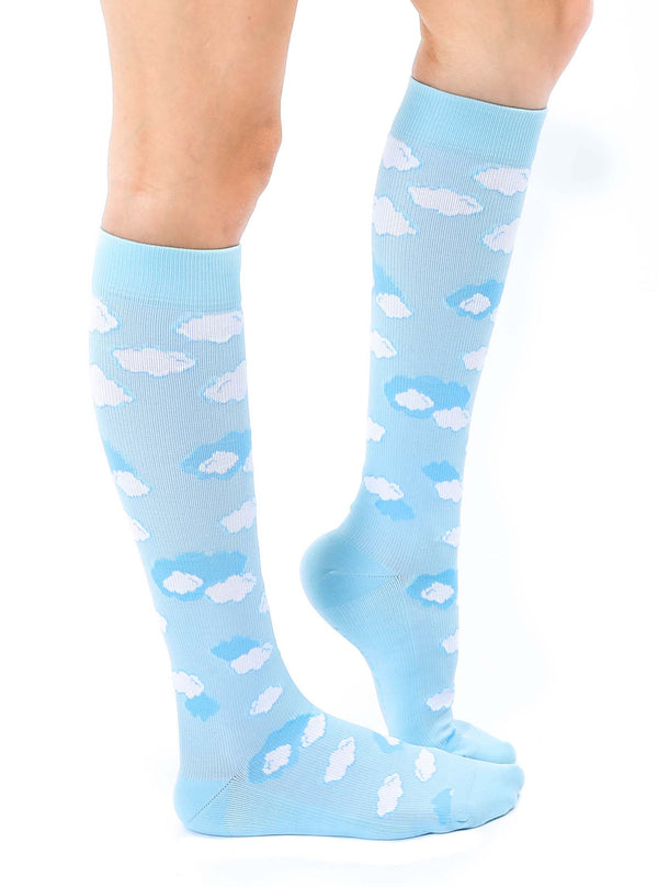 Compression Sock -Clouds - Light Blue