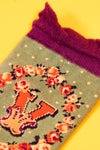 A-Z Alphabet Monogram Letter Ankle Socks: V