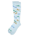 Memoi Airplanes Bamboo Compression Socks: Light Blue / 10-13