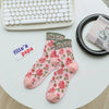 Embossed Floral Pattern Women's Socks -Pink