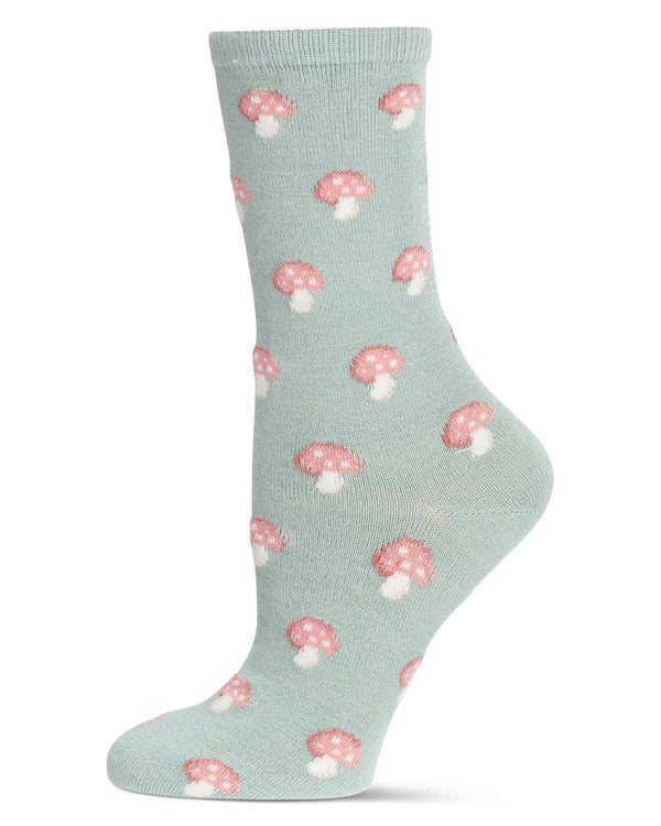 Women's Cashmere Mushroom Crew Socks -Sage Green*