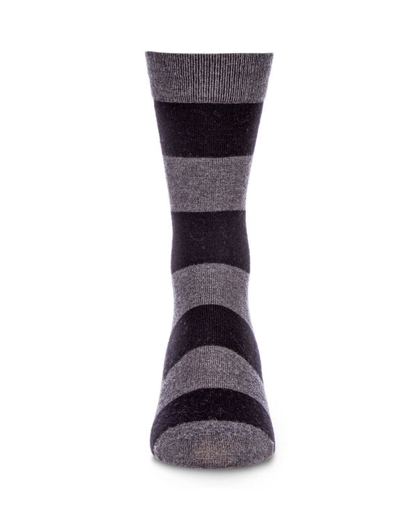 Men's Cashmere Blend Striped Crew Socks -Dark Gray Heather*