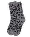 Women's Cashmere Leopard Animal Print Crew Socks: Hemp Heather / 9-11*