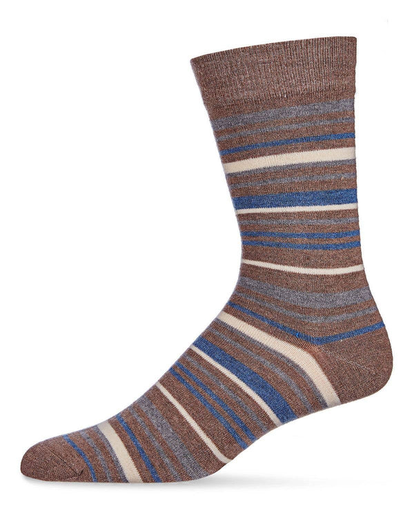 Men's Cashmere Blend Slick Stripes Crew Sock -Hemp Heather