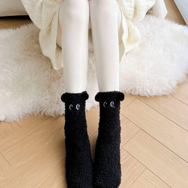Cute Animal Print Towel Socks -BROWN BEAR / One Size