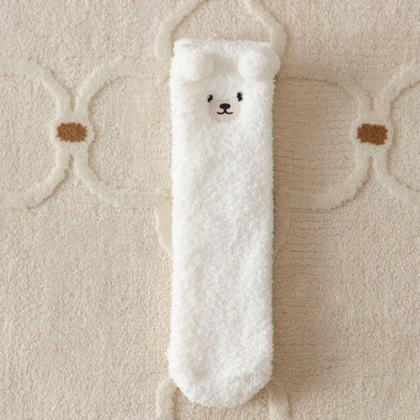 Cute Animal Print Towel Socks -BROWN BEAR / One Size