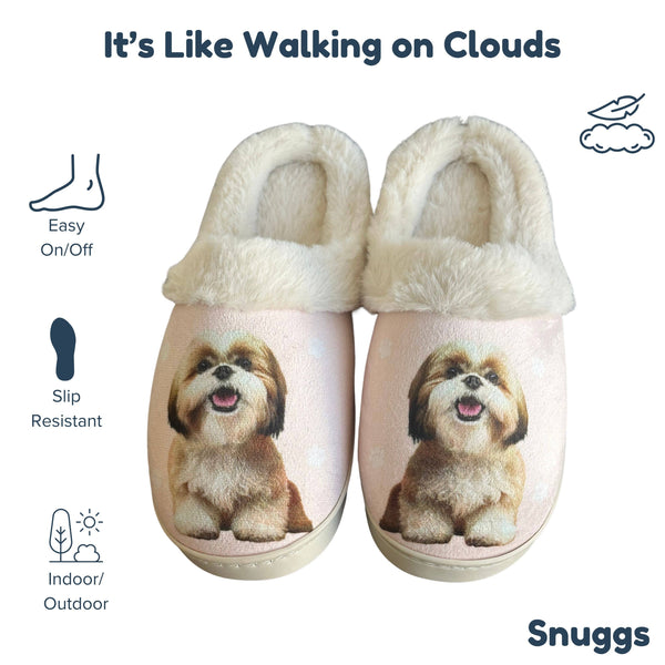 Snuggs Shih Tzu Tan and White Slipper - Comfy - Pet lovers: Large