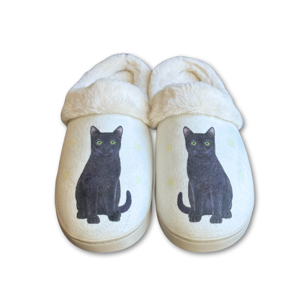 Snuggs Black Cat Slipper - Comfy - Pet lovers: Large