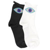 Crystal Roll Top Evil Eye Crew Sock -White*