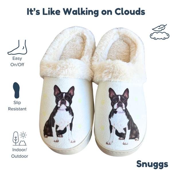 Snuggs Boston Terrier Slipper - Comfy - Pet lovers: Large