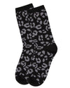 Women's Cashmere Leopard Animal Print Blend Crew Socks: Black / 9-11*