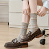 Maillard Lace Trim Crew Socks -Grey