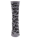 Women's Cashmere Leopard Animal Print Crew Socks: Med Gray Heather / 9-11*