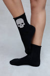 Crystal Roll Top Skull Crew Socks -Grey*