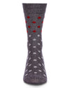 Men's Cashmere Blend Two Tone Polka Dot Crew Socks -Med Gray Heather