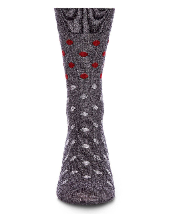 Men's Cashmere Blend Two Tone Polka Dot Crew Socks -Med Gray Heather