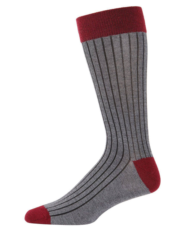 Men's Cashmere Blend Rib Knit Crew Socks -Dark Gray Heather