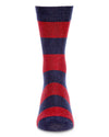 Mens Cashmere Blend Striped Crew Socks -Navy