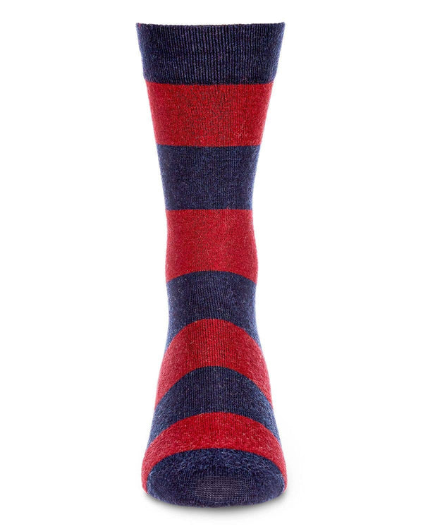 Mens Cashmere Blend Striped Crew Socks -Navy