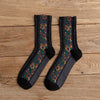 Noble Floral Beauty Crew Socks -Black