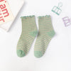 Colorful Check Pattern Lace Socks -Green