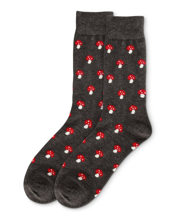 Men's Mushroom Luxuriously Soft Cashmere Crew Sock: Dark Gray Heather / 10 13