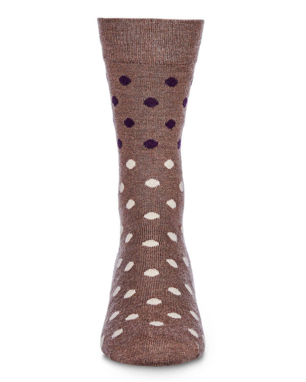 Men's Cashmere Blend Two Tone Polka Dot Crew Socks -Hemp Heather